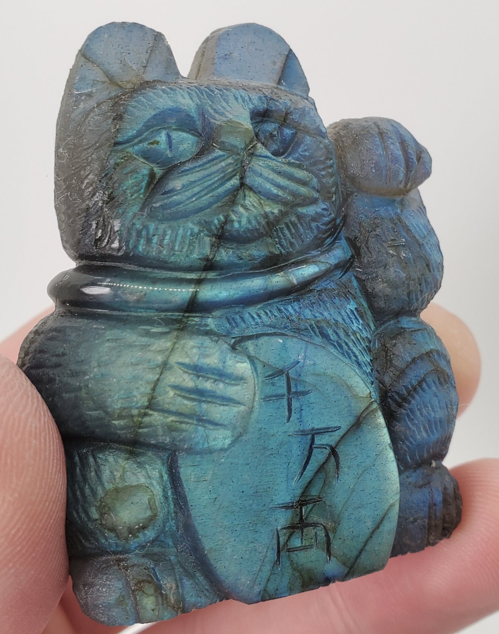 Labradorite Lucky Cat Carving