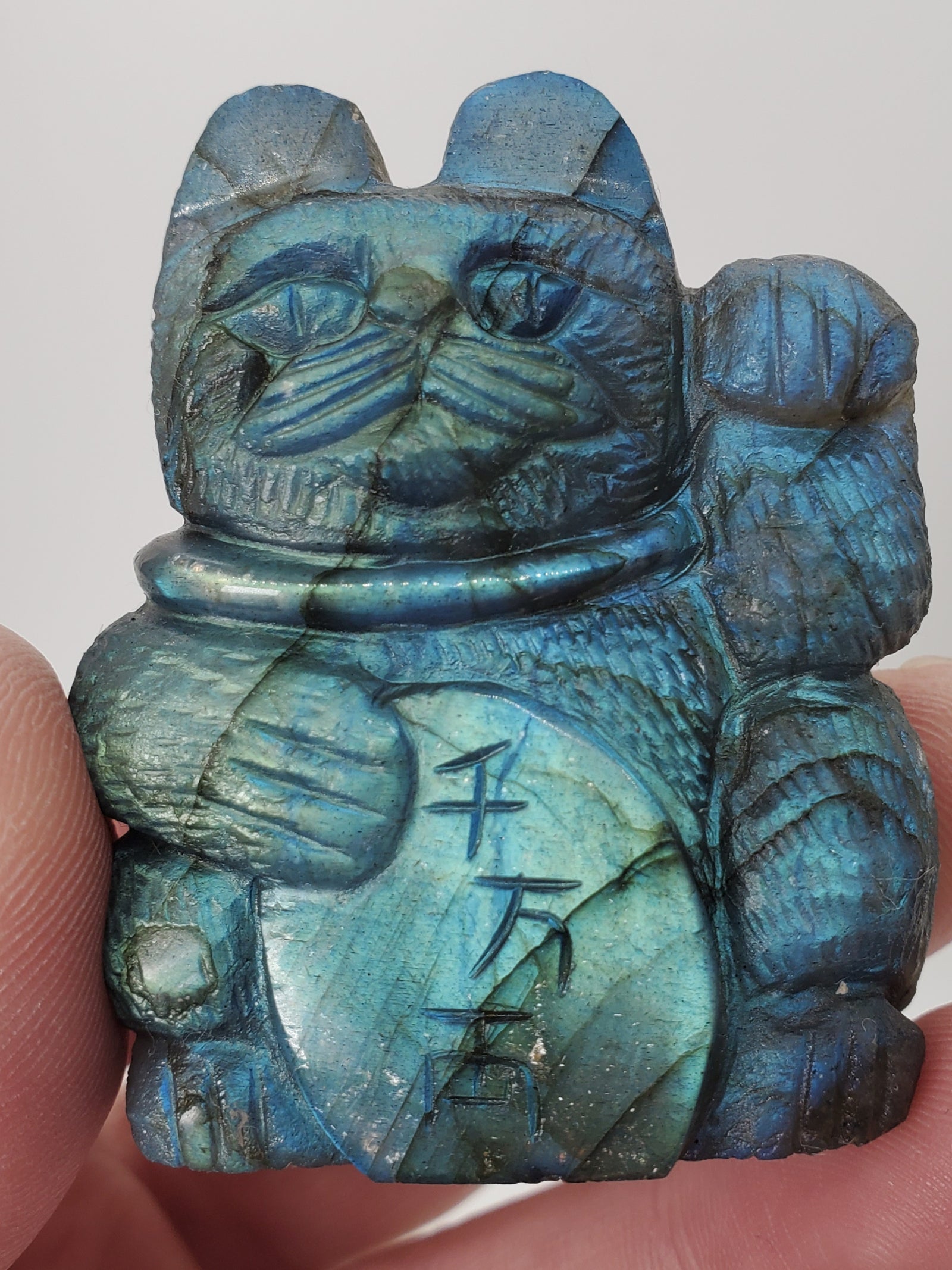 Labradorite Lucky Cat Carving