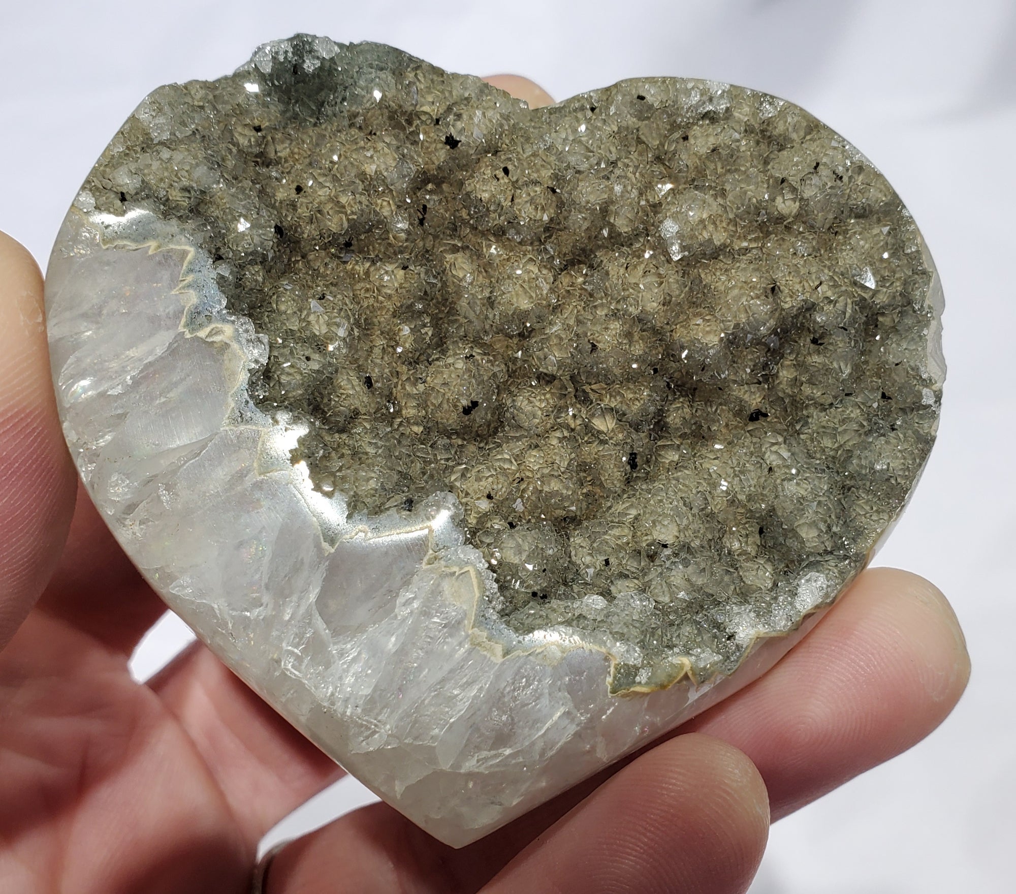 Druzy Quartz w/ Manganese Heart