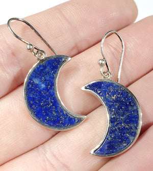 Lapis Lazuli Moon Earrings