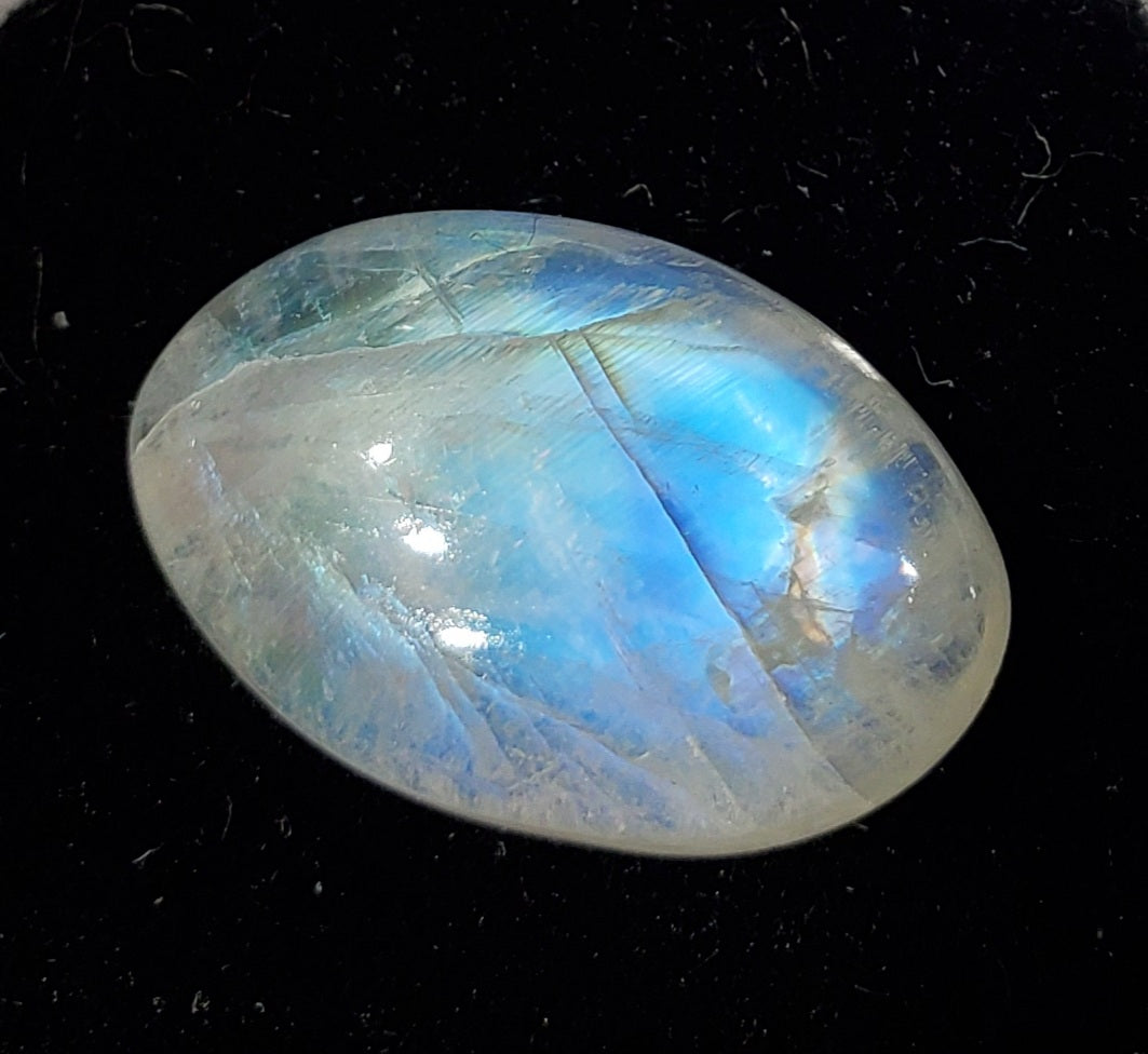 Amazing AAA Quality Rainbow Moonstone Cabochon, Natural Rainbow Moonstone Gemstone, 20*20*9mm 28Cts, Strong online Flashy Rainbow Moonstone