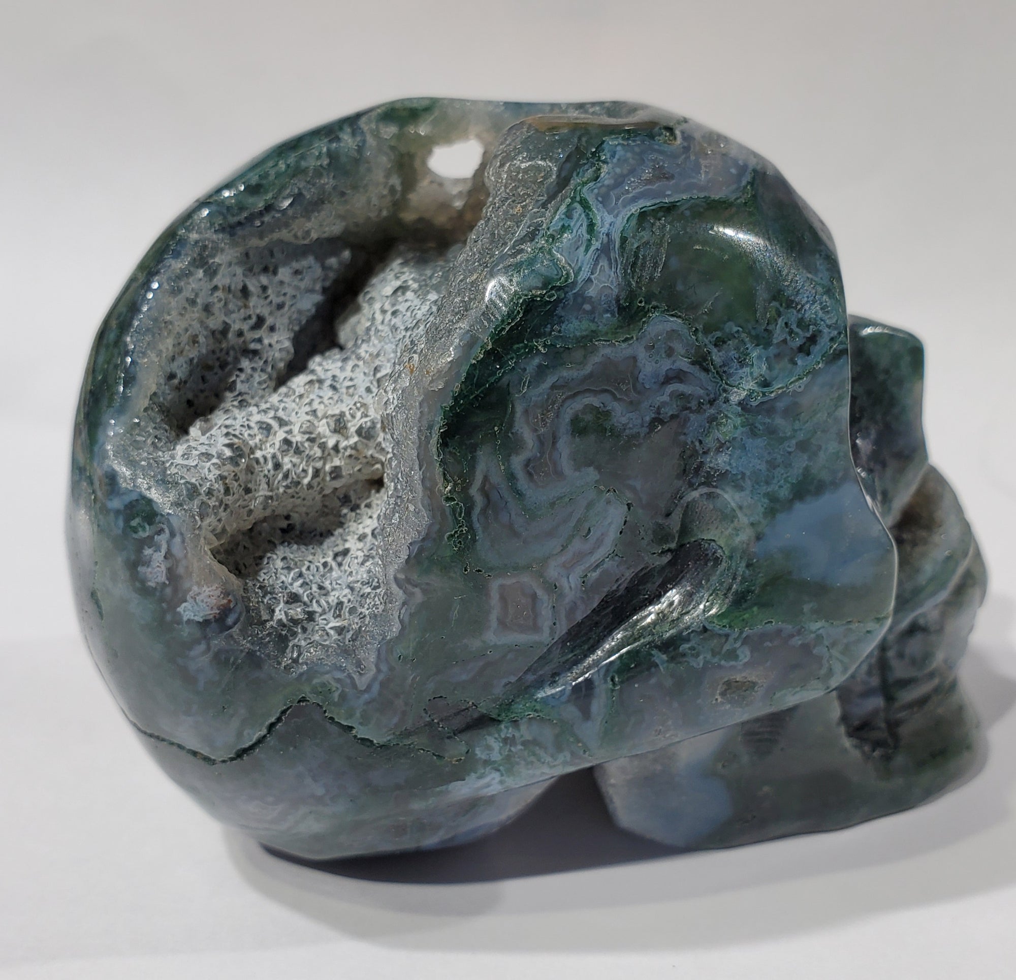 Moss Agate Skull