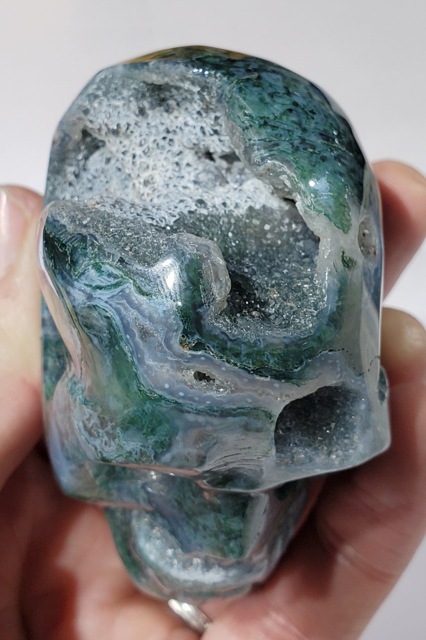 Moss Agate Skull