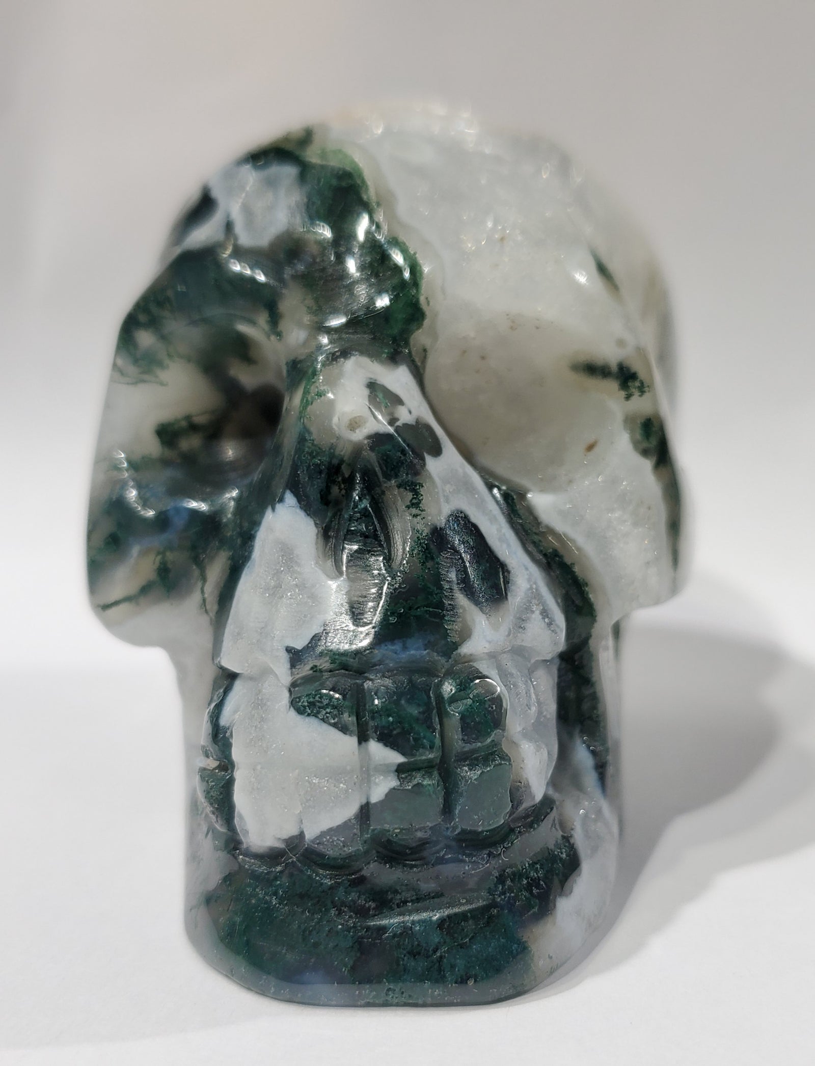 Moss Agate Skull