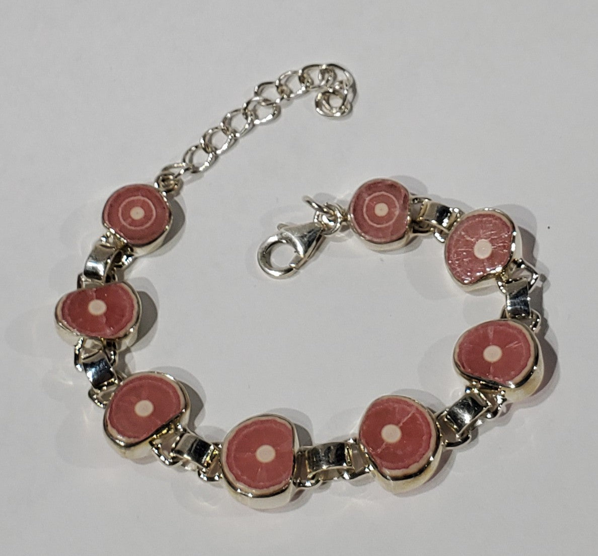 Rhodochrosite Stalactite Slice Bracelet