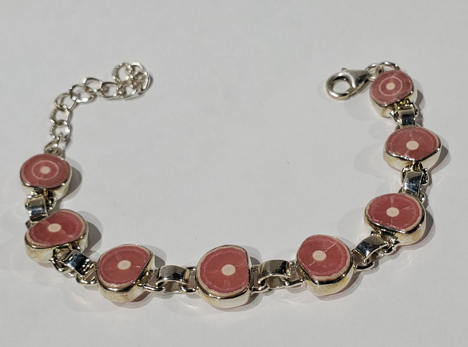 Rhodochrosite Stalactite Slice Bracelet