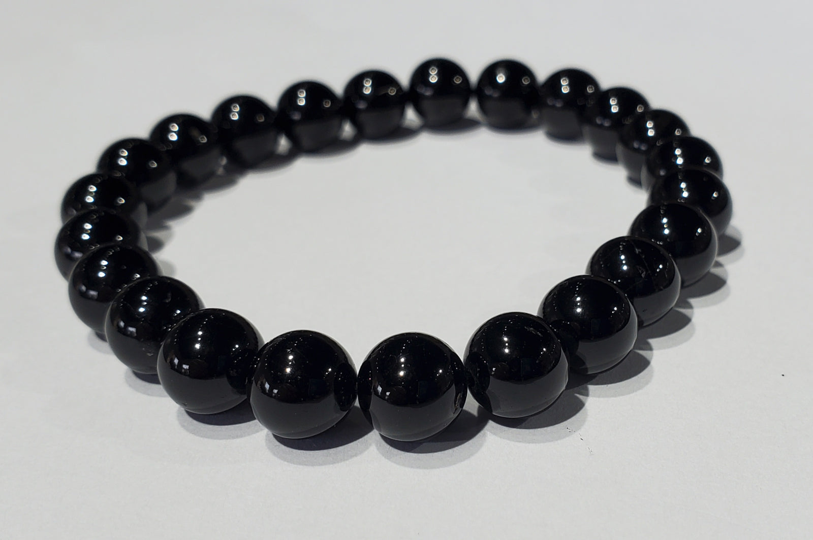 Black Tourmaline Bead Bracelet 8mm