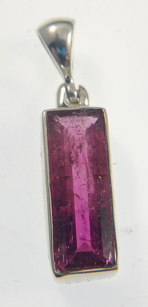 Faceted Rubellite Tourmaline Pendant in Sterling Silver