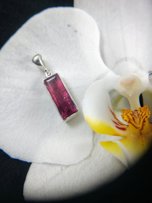 Faceted Rubellite Tourmaline Pendant in Sterling Silver