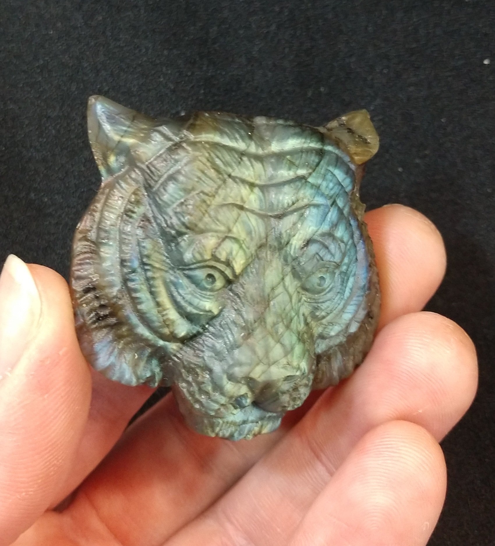 Labradorite Tiger Carving