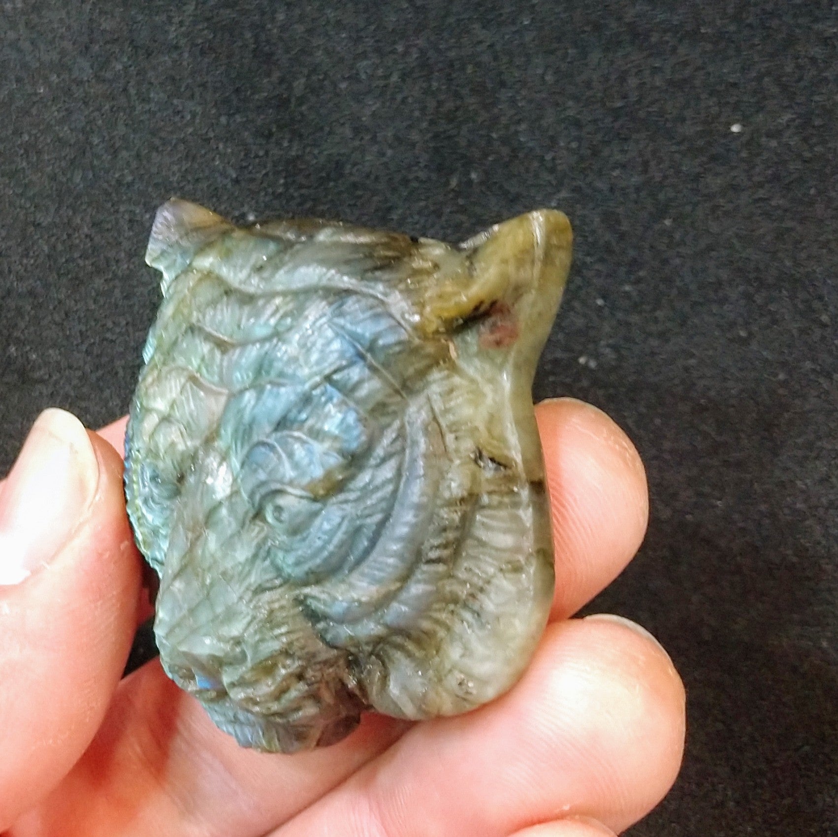 Labradorite Tiger Carving