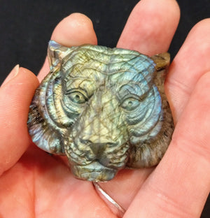 Labradorite Tiger Carving