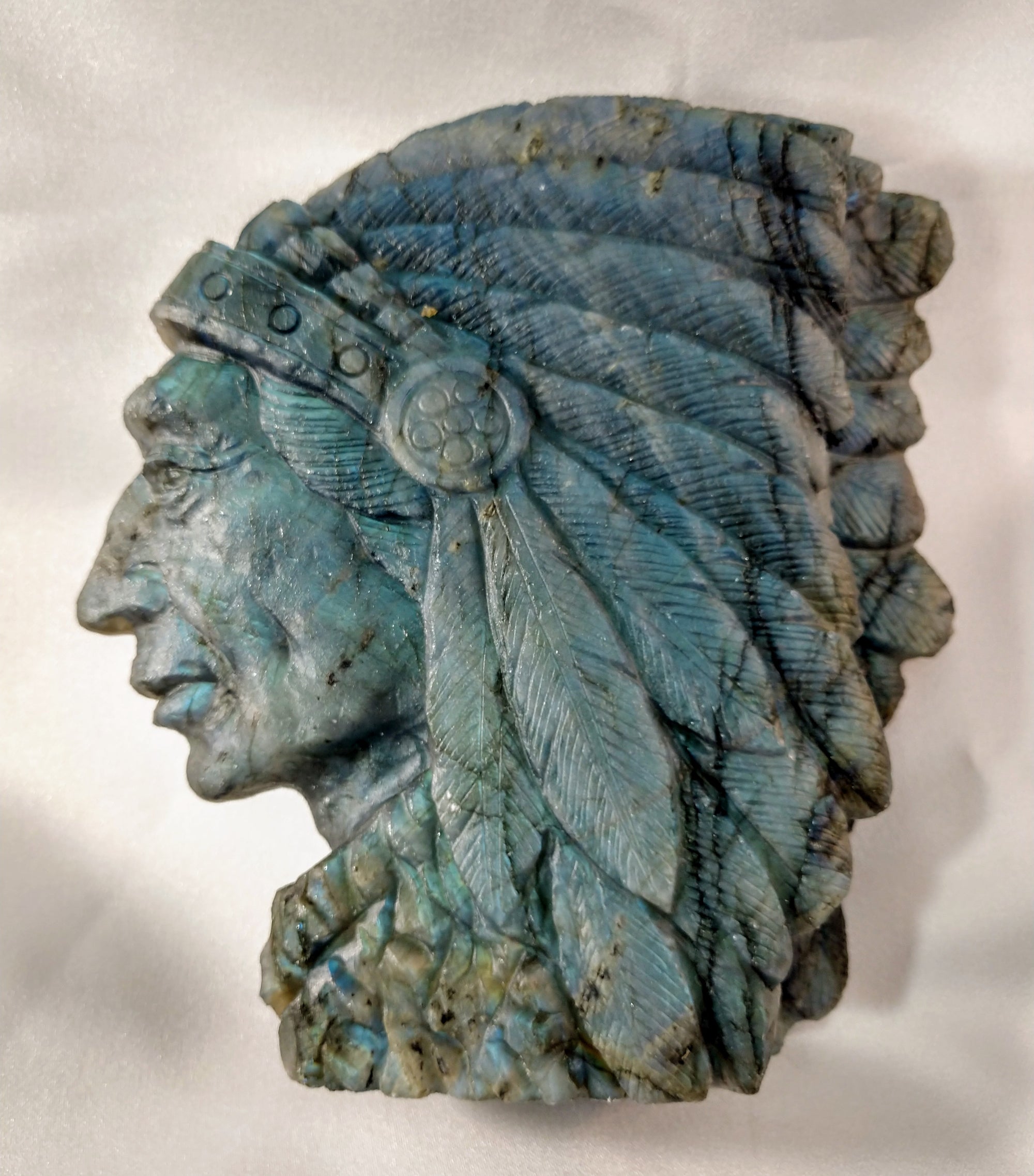 Labradorite Carving of Native American Figure