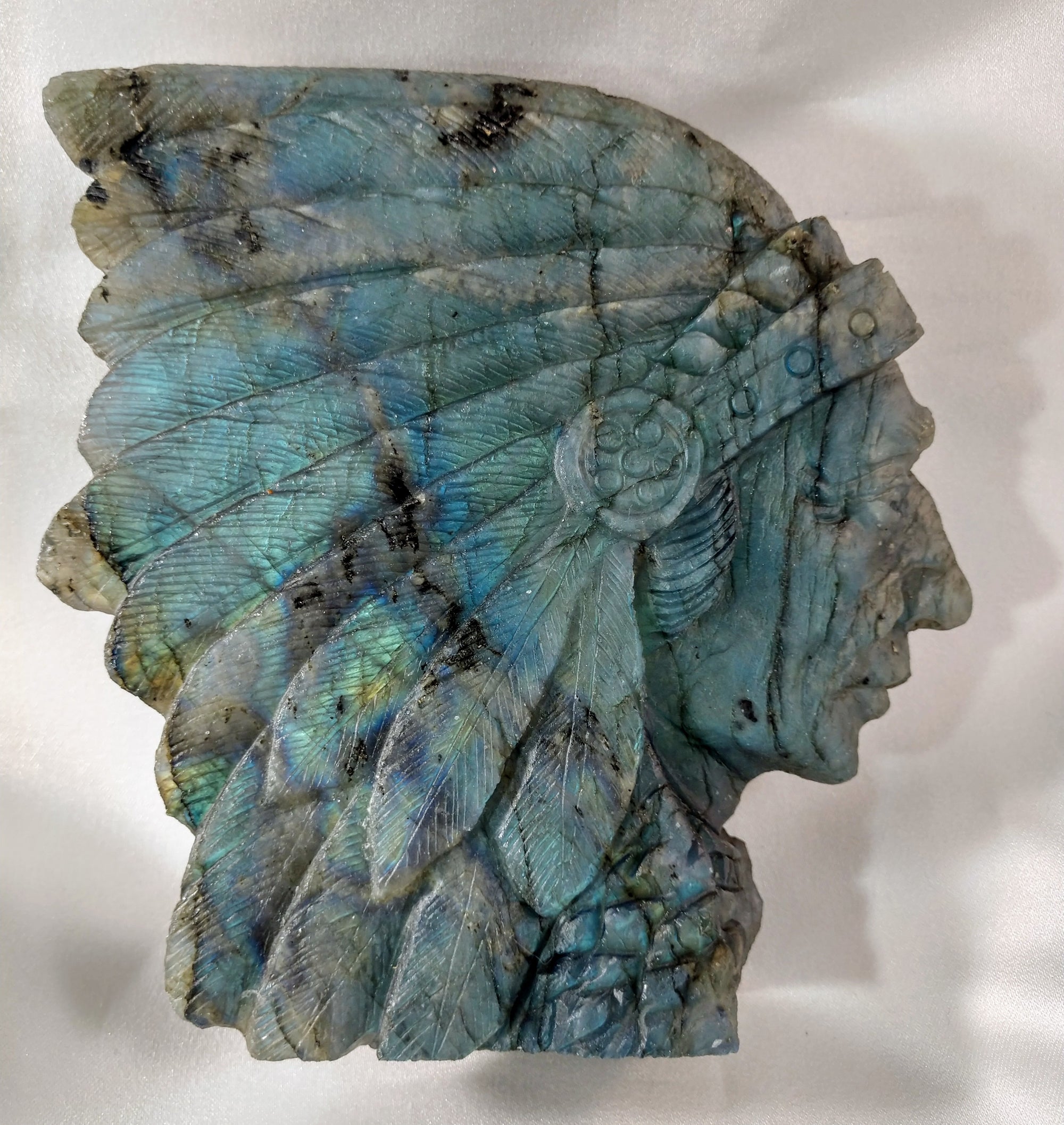 Labradorite Carving of Native American Figure