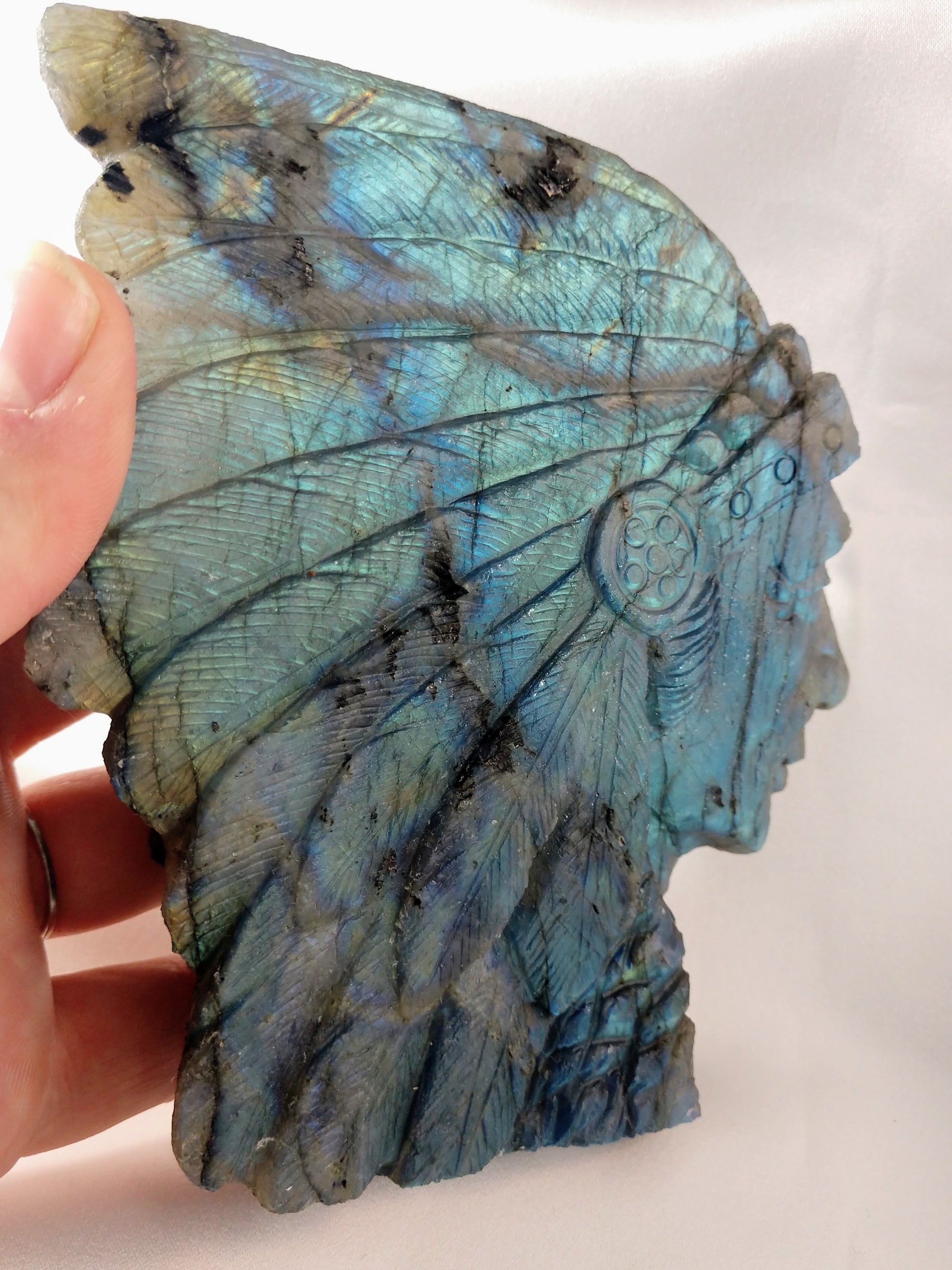 Labradorite Carving of Native American Figure