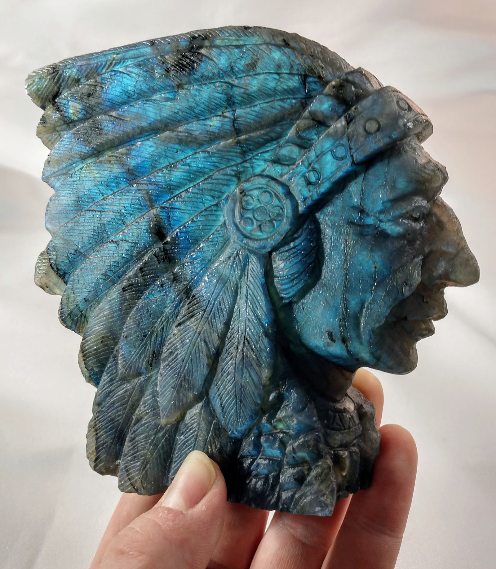 Labradorite Carving of Native American Figure