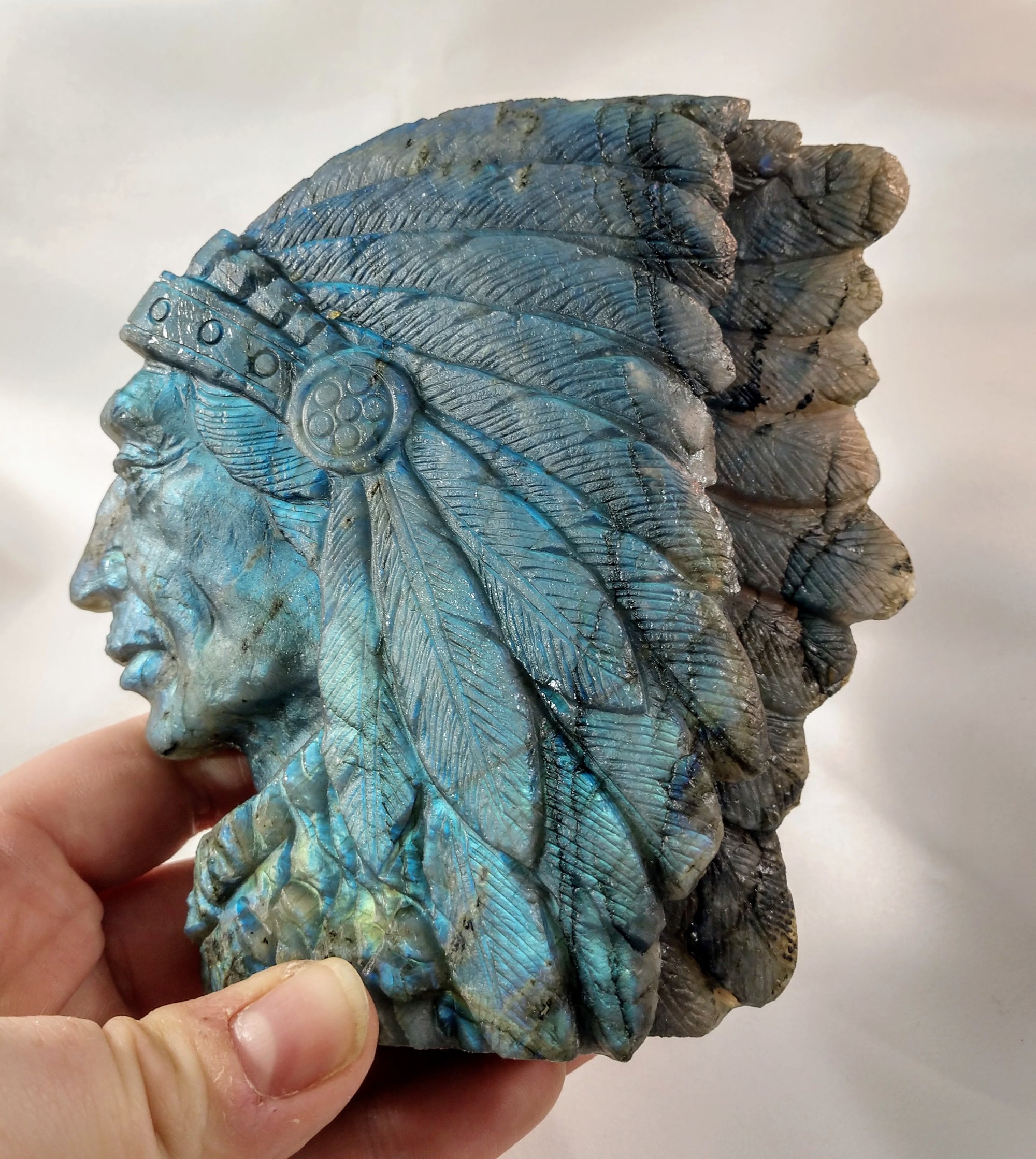 Labradorite Carving of Native American Figure