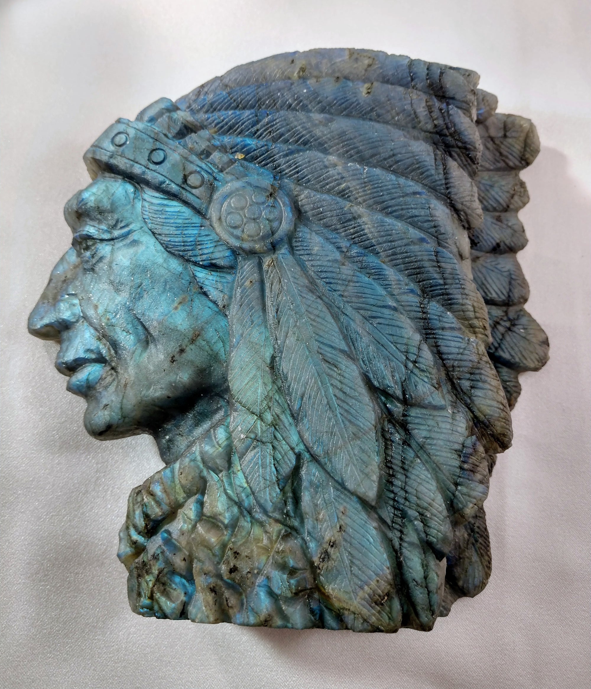 Labradorite Carving of Native American Figure