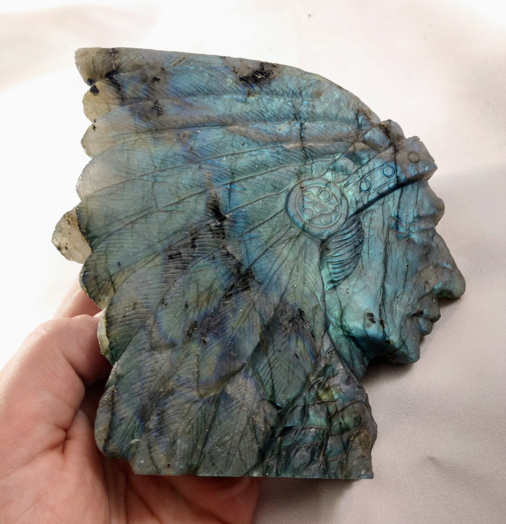 Labradorite Carving of Native American Figure