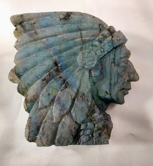 Labradorite Carving of Native American Figure