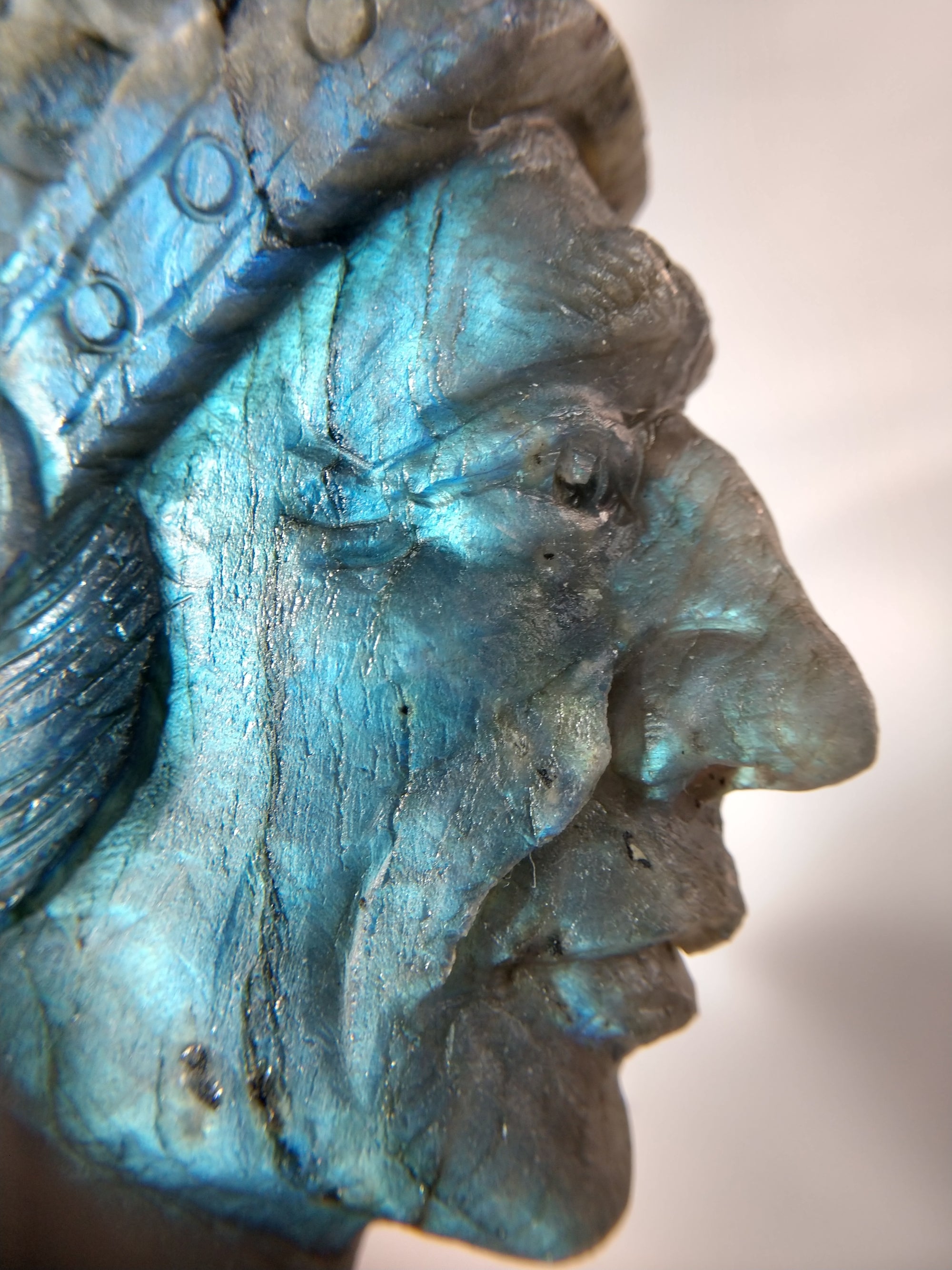 Labradorite Carving of Native American Figure