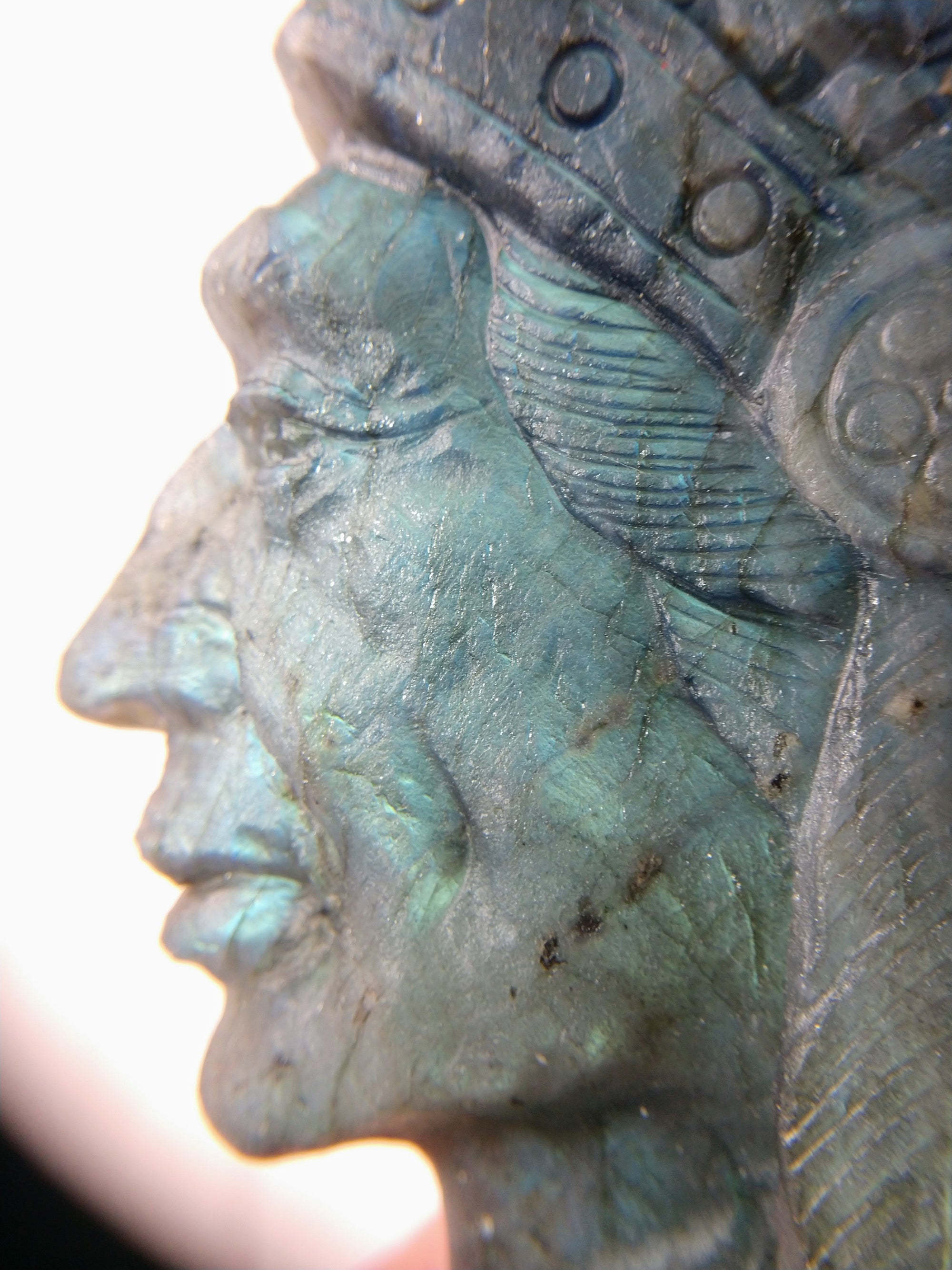 Labradorite Carving of Native American Figure