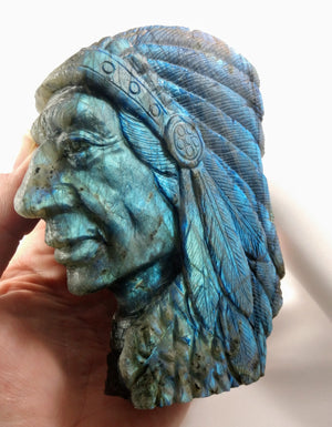 Labradorite Carving of Native American Figure