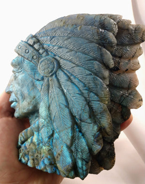 Labradorite Carving of Native American Figure