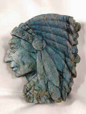 Labradorite Carving of Native American Figure