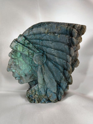 Labradorite Carving of Native American Figure