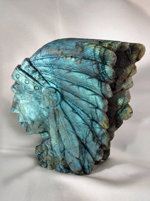 Labradorite Carving of Native American Figure