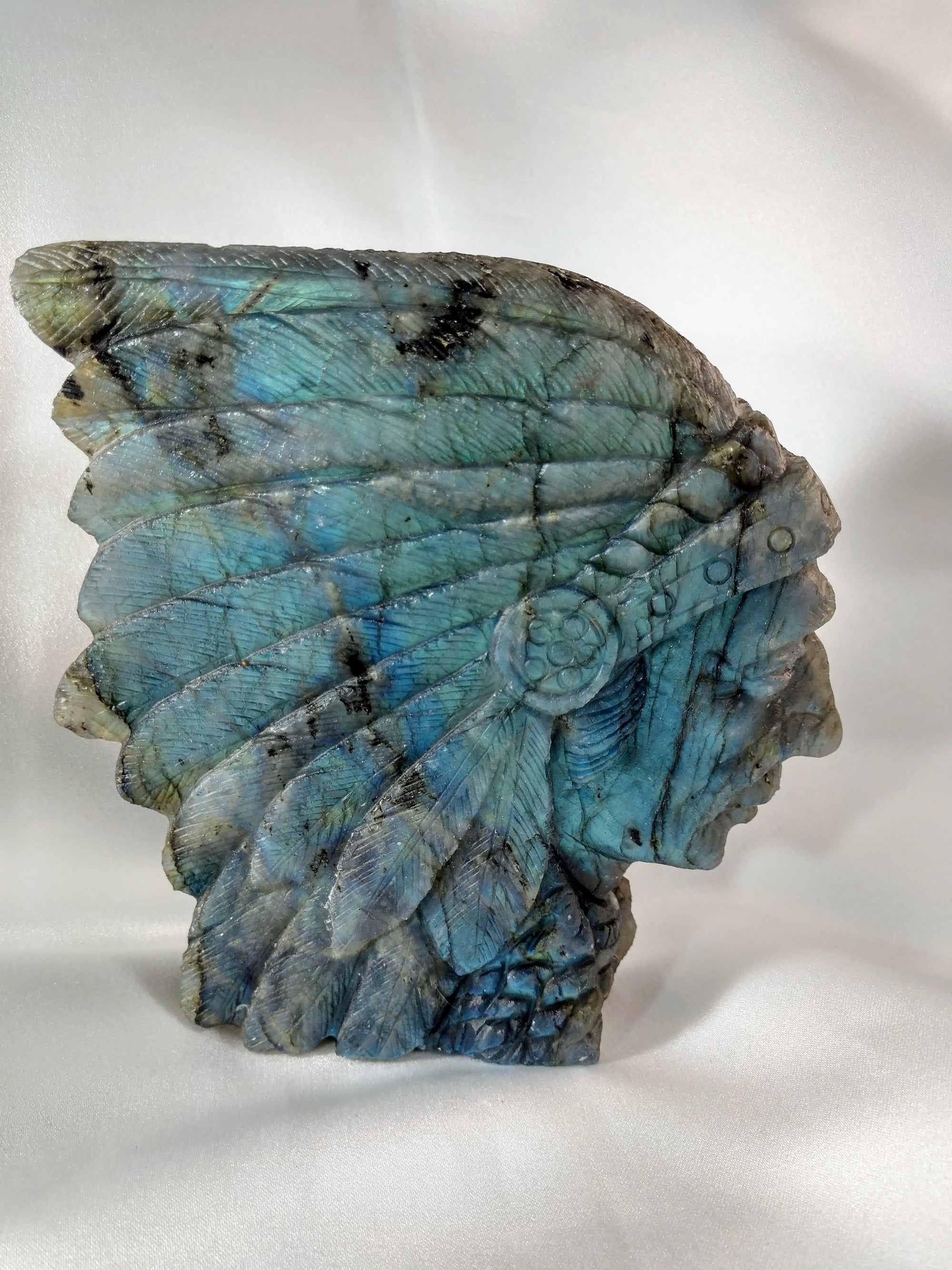 Labradorite Carving of Native American Figure