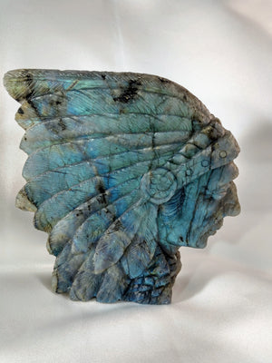 Labradorite Carving of Native American Figure