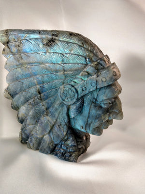 Labradorite Carving of Native American Figure