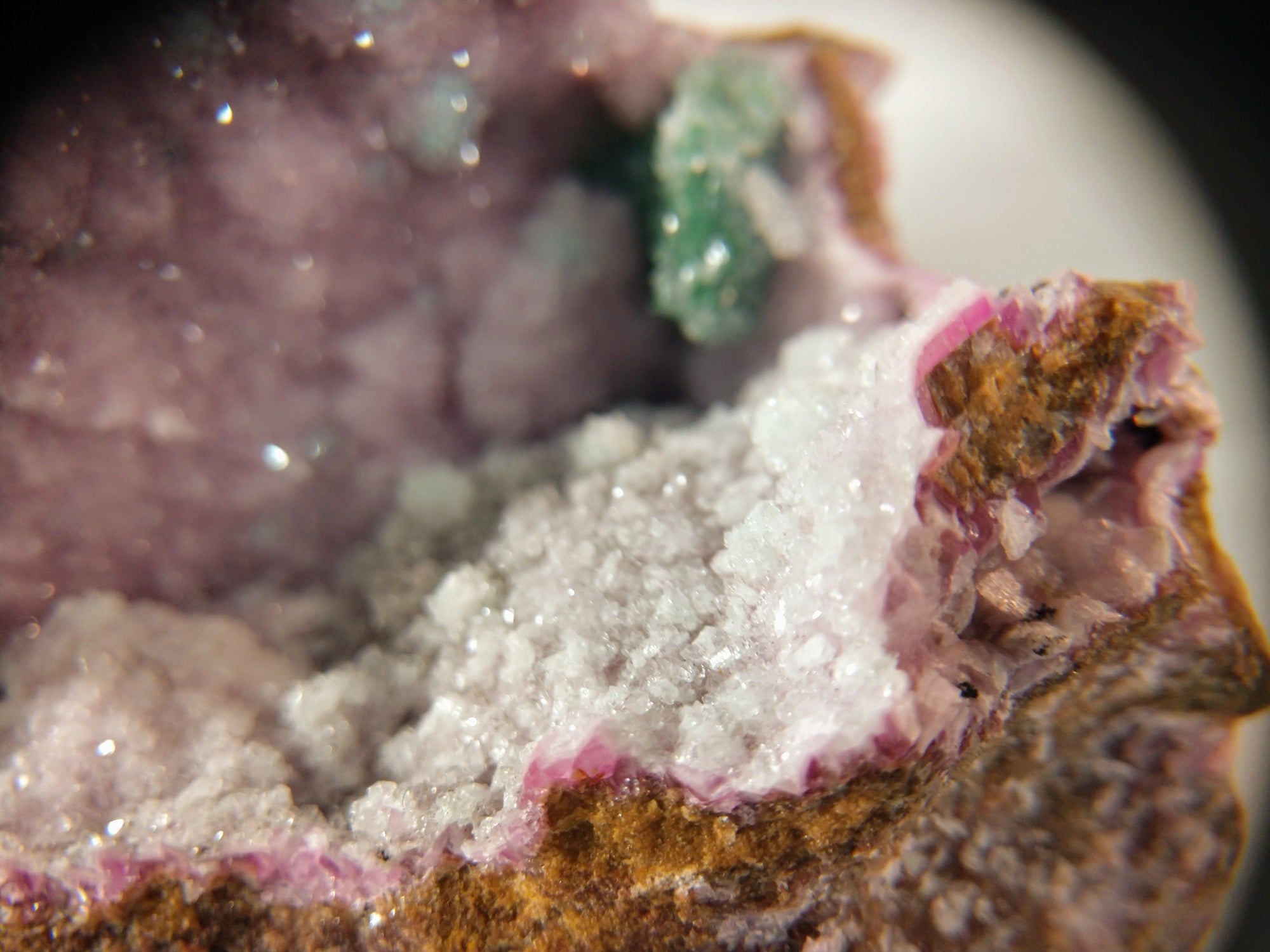 Spherocobaltite with Malachite and Quartz 