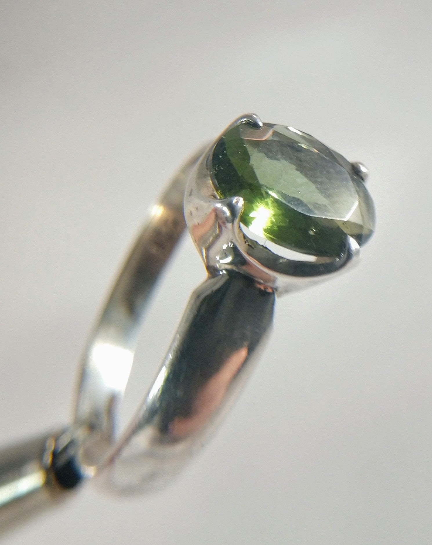 Faceted Moldavite Ring