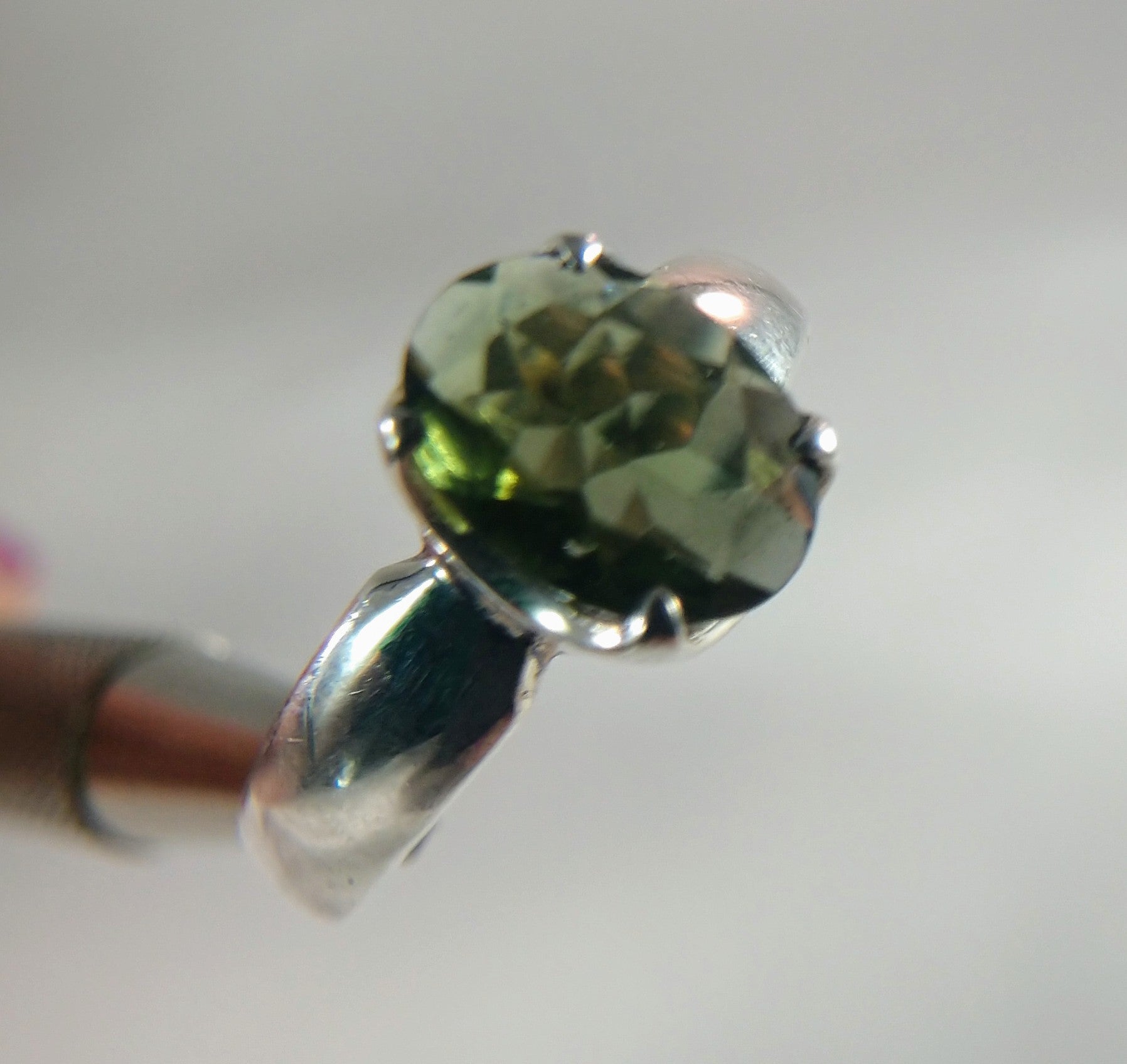Faceted Moldavite Ring