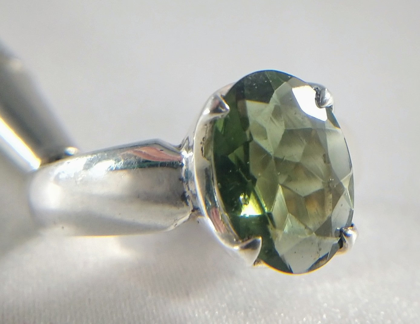 Faceted Moldavite Ring