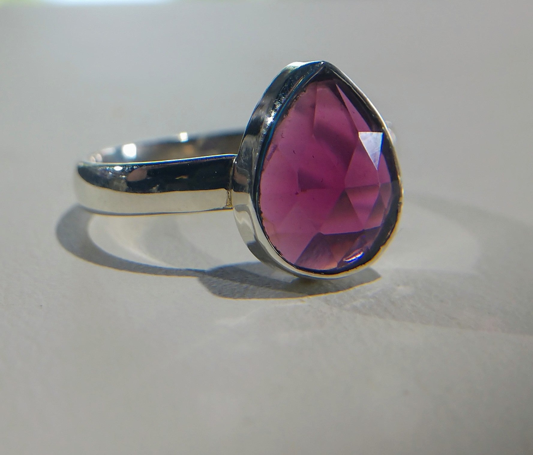 Faceted Pink Garnet Ring