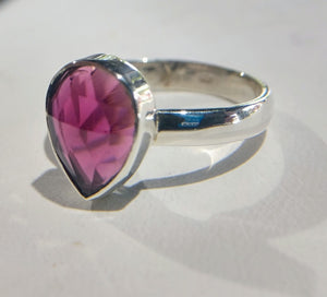 Faceted Pink Garnet Ring