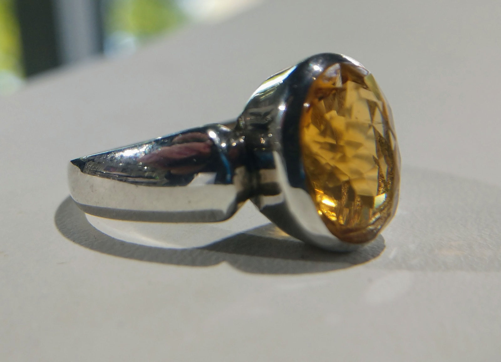 Faceted Natural Citrine Ring