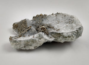 Quartz w/ Pyrite, Chalcopyrite on Fluorite (China)