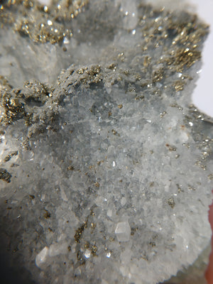 Quartz w/ Pyrite, Chalcopyrite on Fluorite (China)