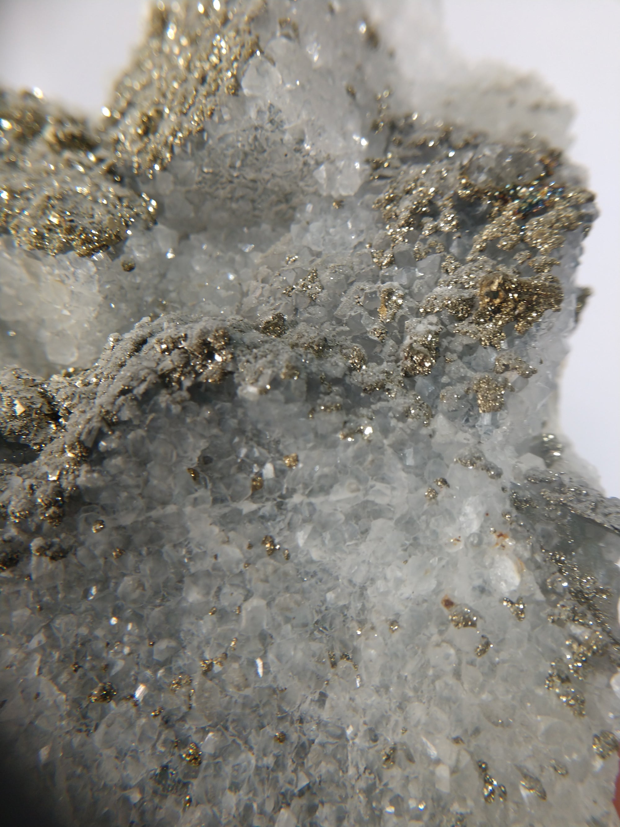 Quartz w/ Pyrite, Chalcopyrite on Fluorite (China)