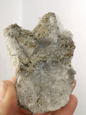 Quartz w/ Pyrite, Chalcopyrite on Fluorite (China)