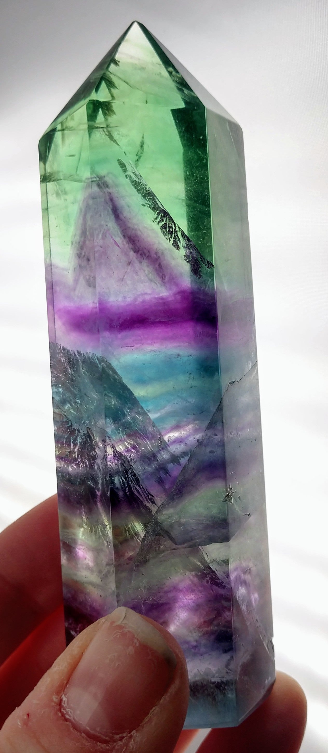 Rainbow Fluorite Point, China