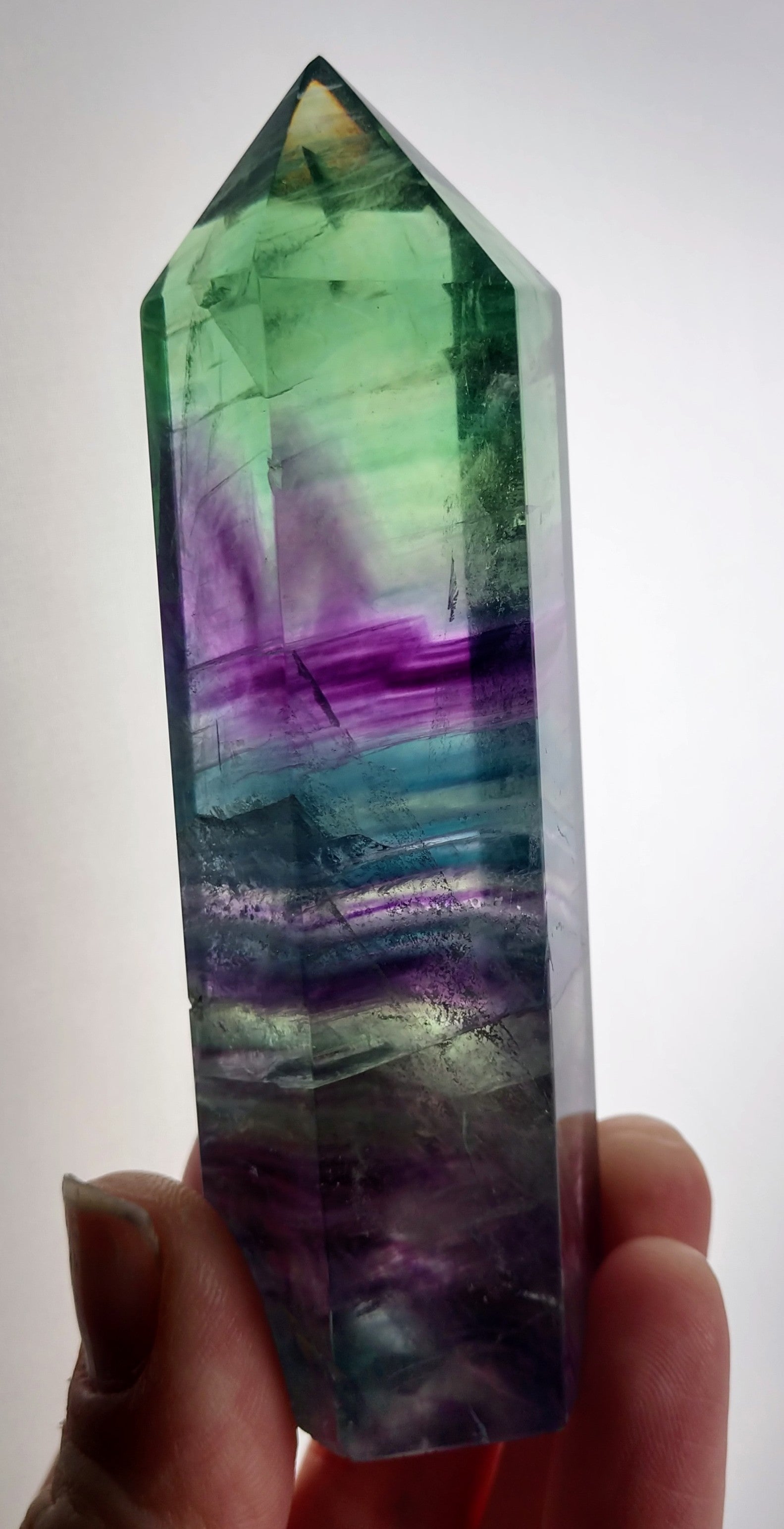 Rainbow Fluorite Point, China