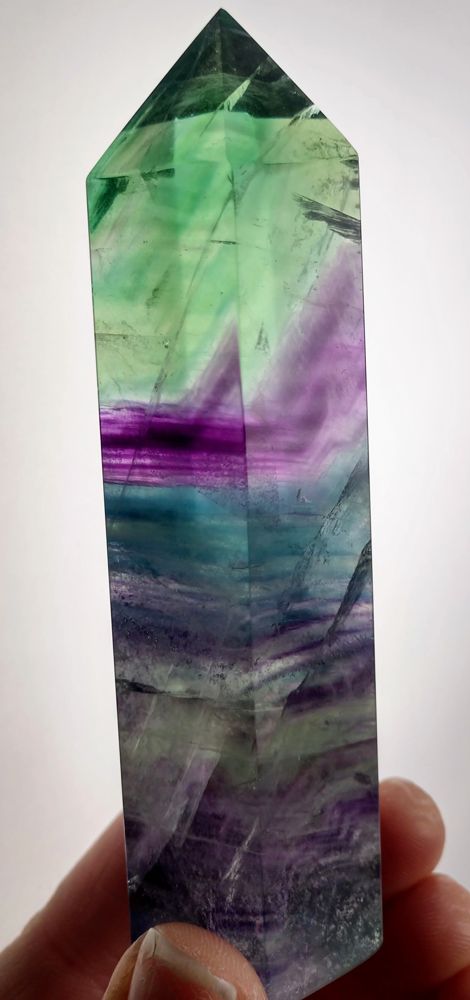 Rainbow Fluorite Point, China