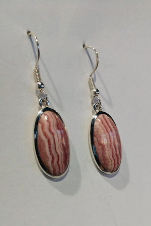 Rhodochrosite Earrings, Sterling Silver