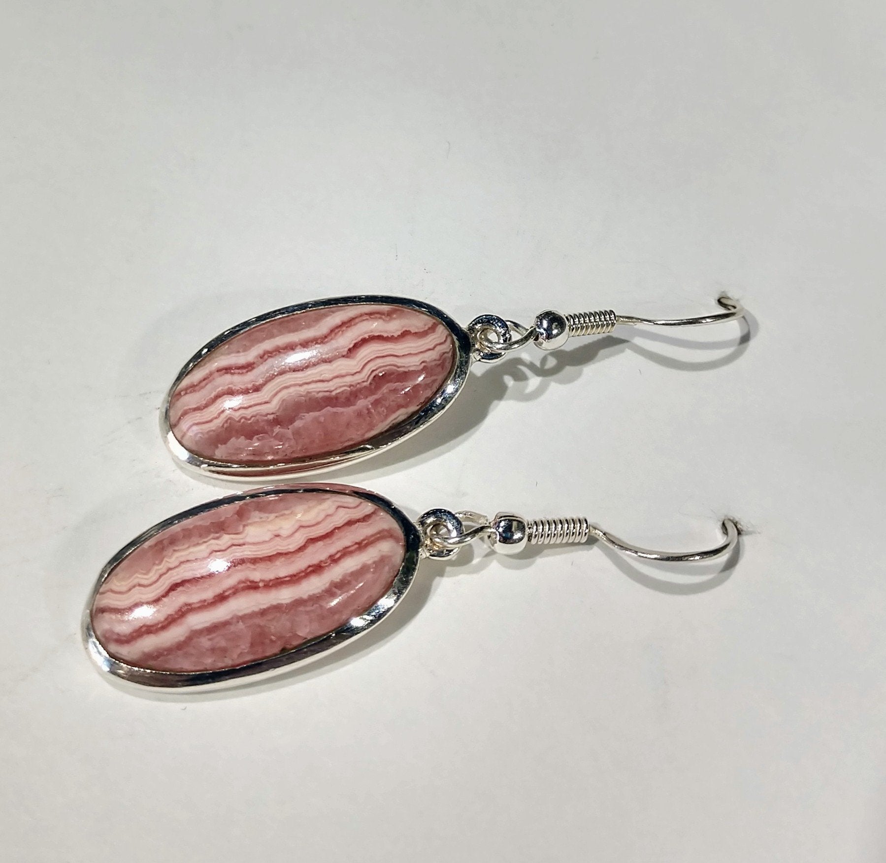 Rhodochrosite Earrings, Sterling Silver